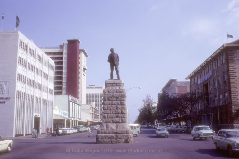 Rhodes statue on Main Street, Bulawayo