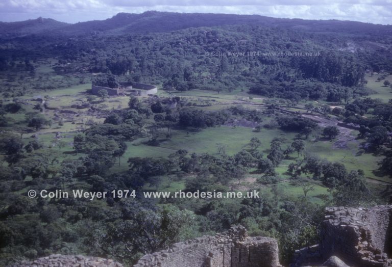 Zimbabwe Ruins from the Acropolis showing the Temple Enclosure (left) in the Valley of Ruins