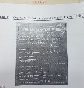 Doris Lessing - communist party application form