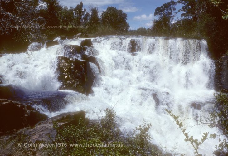 The Inyangombe Falls showing the upper falls which run directly into the lower falls