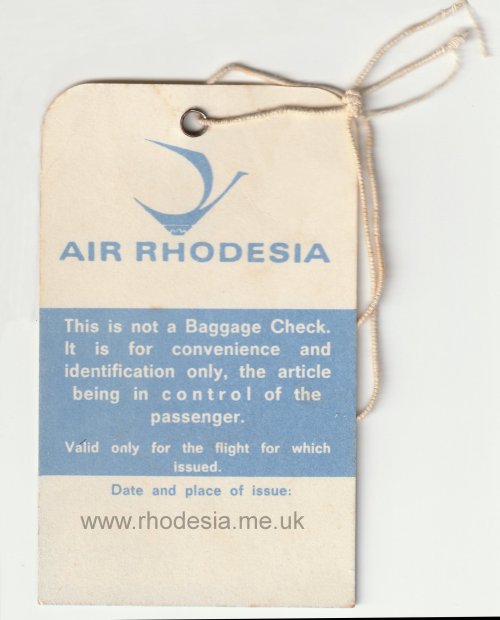 Air Rhodesia baggage tag reverse
