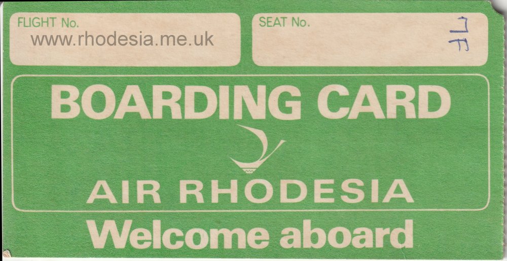 Air Rhodesia boarding card