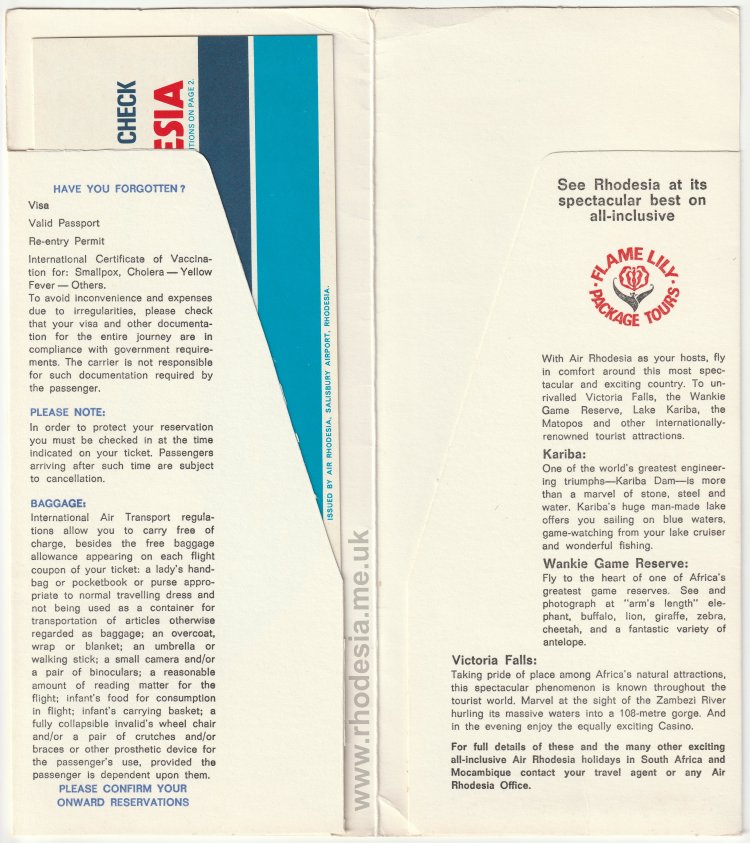 Air Rhodesia ticket folder inside