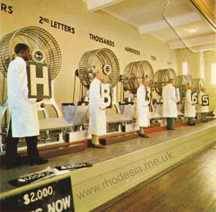 Rhodesia State Lottery - a draw taking place in the State Lottery Hall