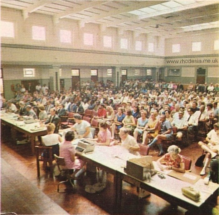Rhodesia State Lottery audience watching the draw in the State Lottery Hall