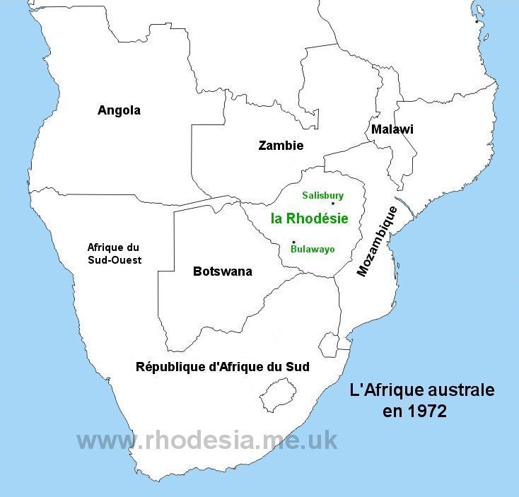 Carte de l'Afrique australe en 1972