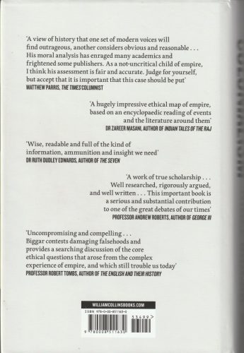 Colonialism - A Moral Reckoning by Prof. Nigel Biggar (2023) (back cover)