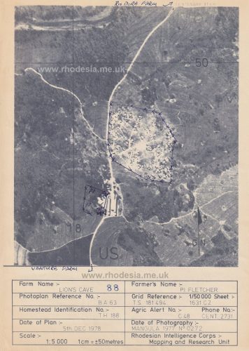 Example of aerial photography by the Rhodesian Air Force compiled by the Mapping and Research Unit of the Rhodesian Intelligence Corps