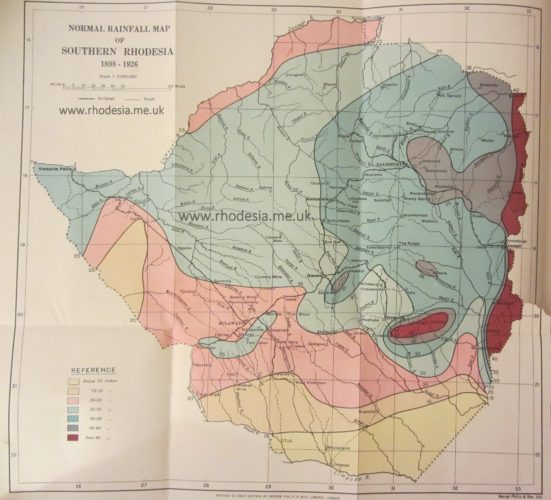 Rhodesia Rainfall Map 1898-1926