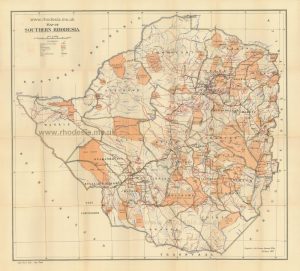 Southern Rhodesia 1927 map at 1 : 1 000 000 scale. LR