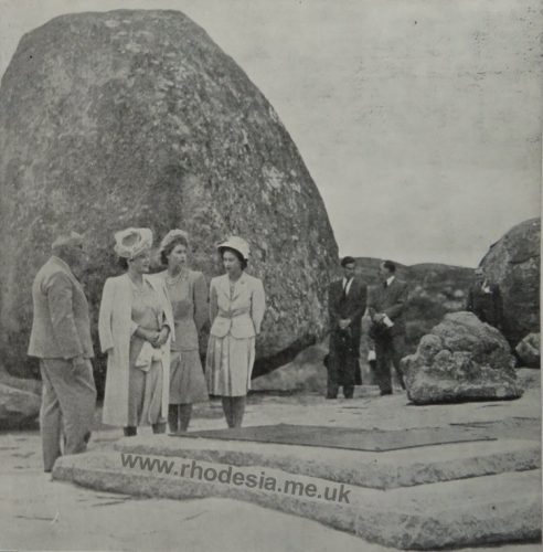 The Queen and the Princesses at Rhodes' Grave.